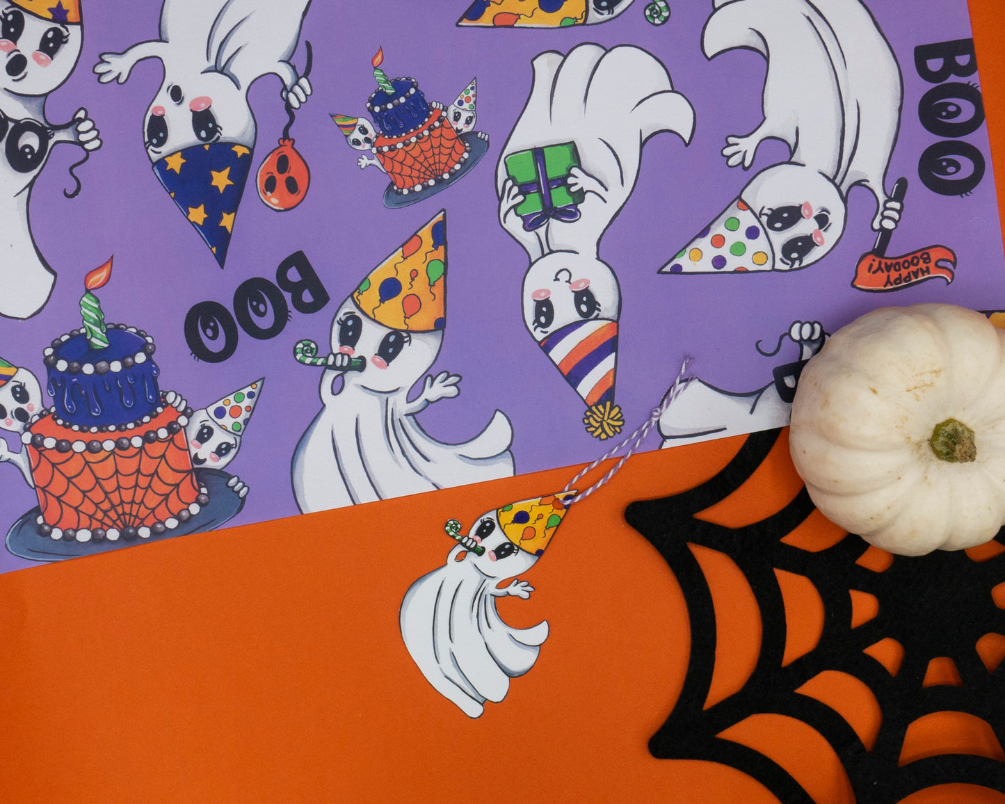 Boo Ghost Wrapping Paper & Gift Tag