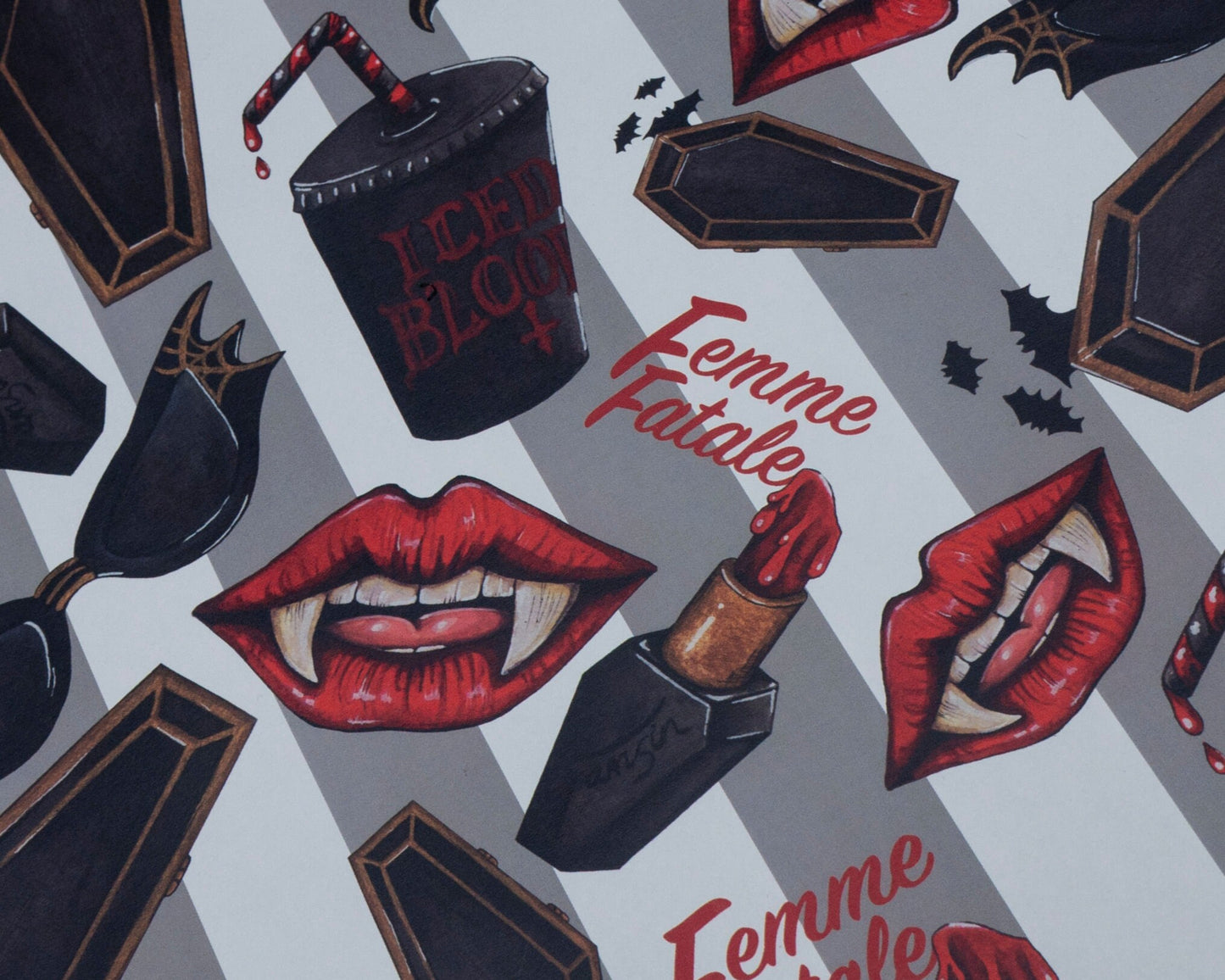 Vampire/Vampira Wrapping Paper and Tag