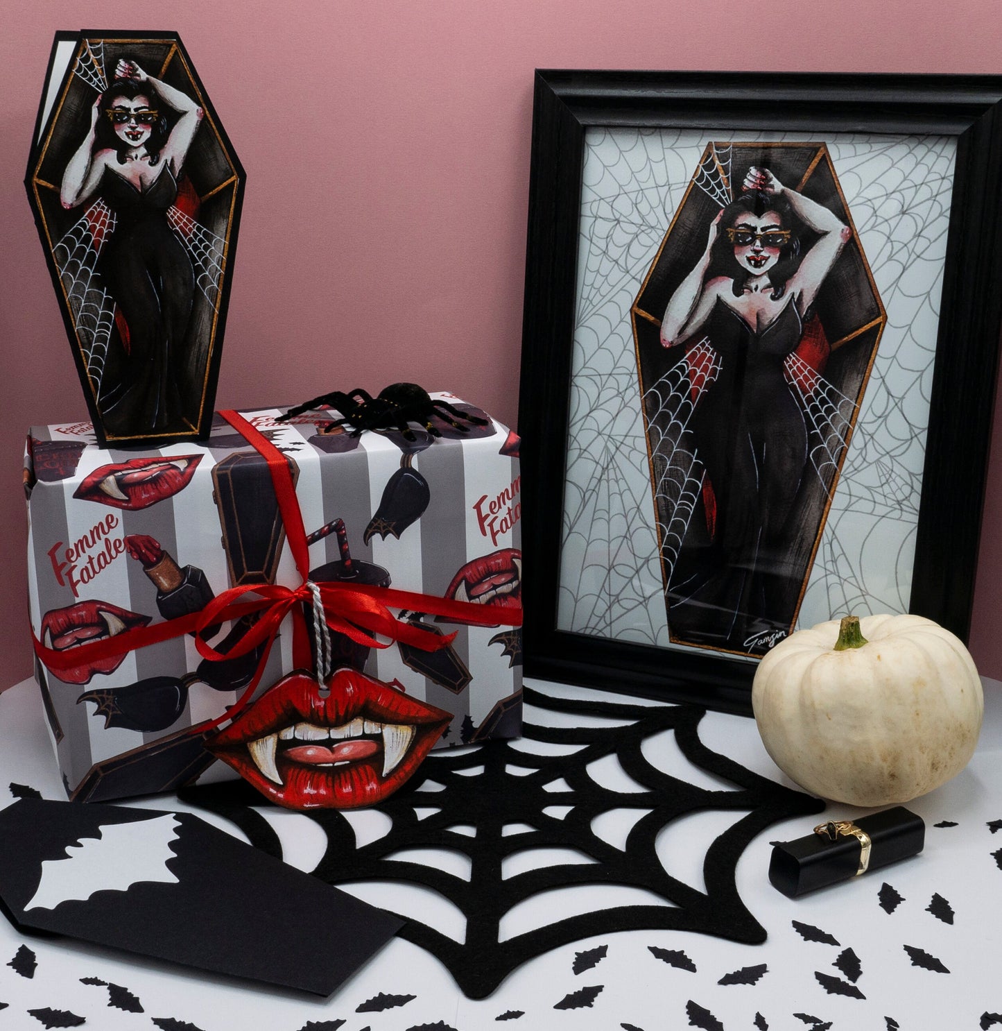 Vampire/Vampira Wrapping Paper and Tag