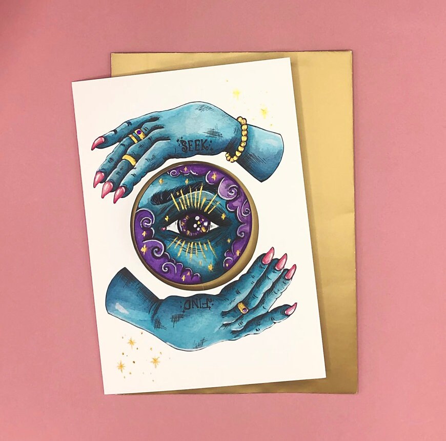 Fortune Teller Card, Spinning Scratch off Card (Hand Embellished)