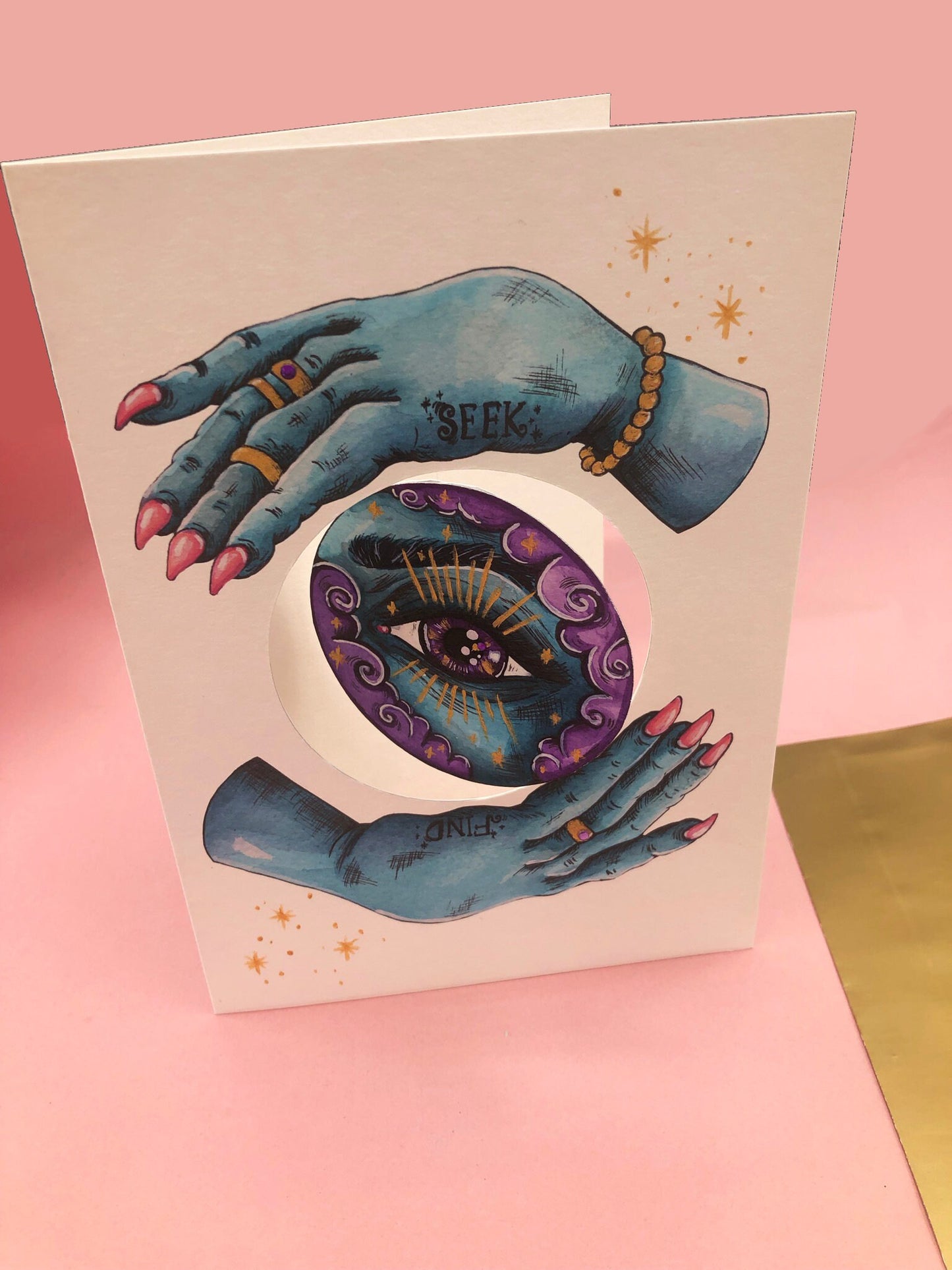 Fortune Teller Card, Spinning Scratch off Card (Hand Embellished)