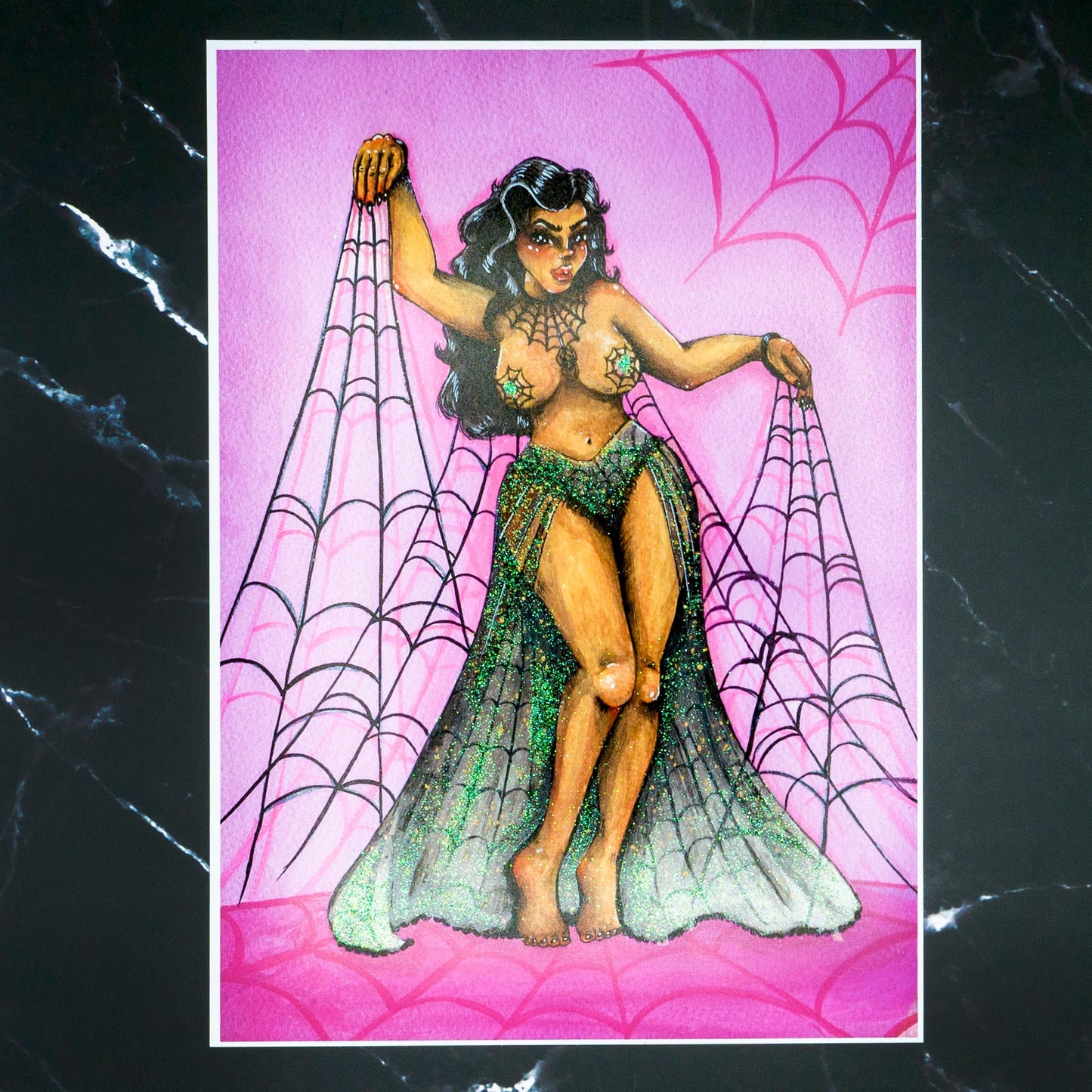 Lola Montez Pin-up Print, Fine Art, A4, Burlesque Print, Burlesque Illustration