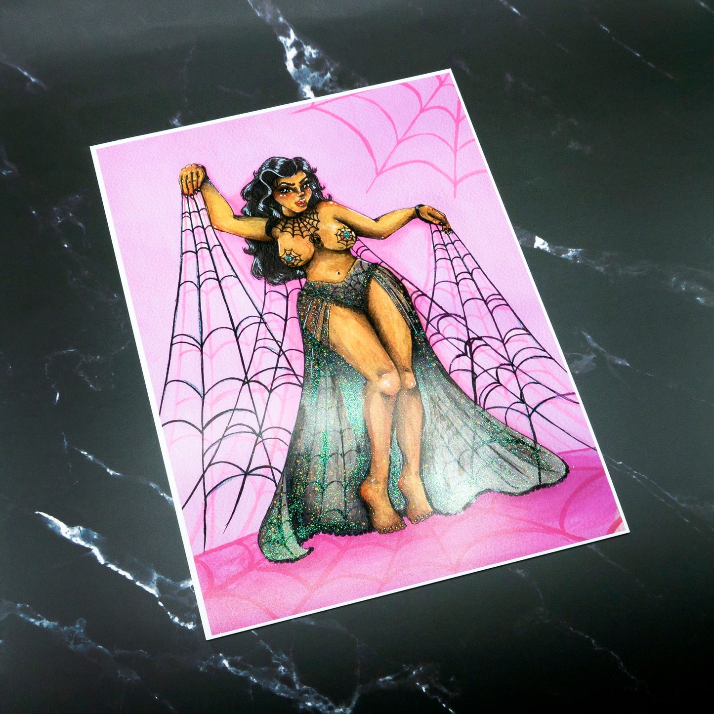 Lola Montez Pin-up Print, Fine Art, A4, Burlesque Print, Burlesque Illustration