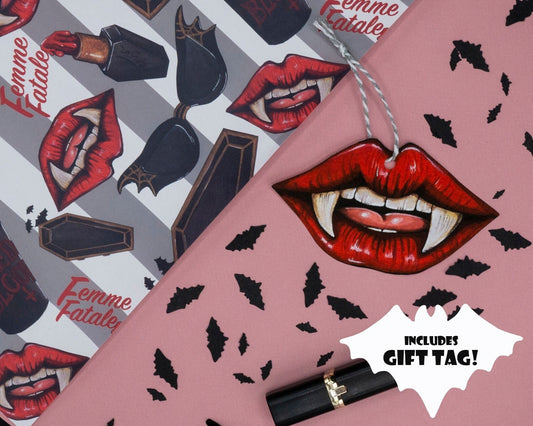 Vampire/Vampira Wrapping Paper and Tag