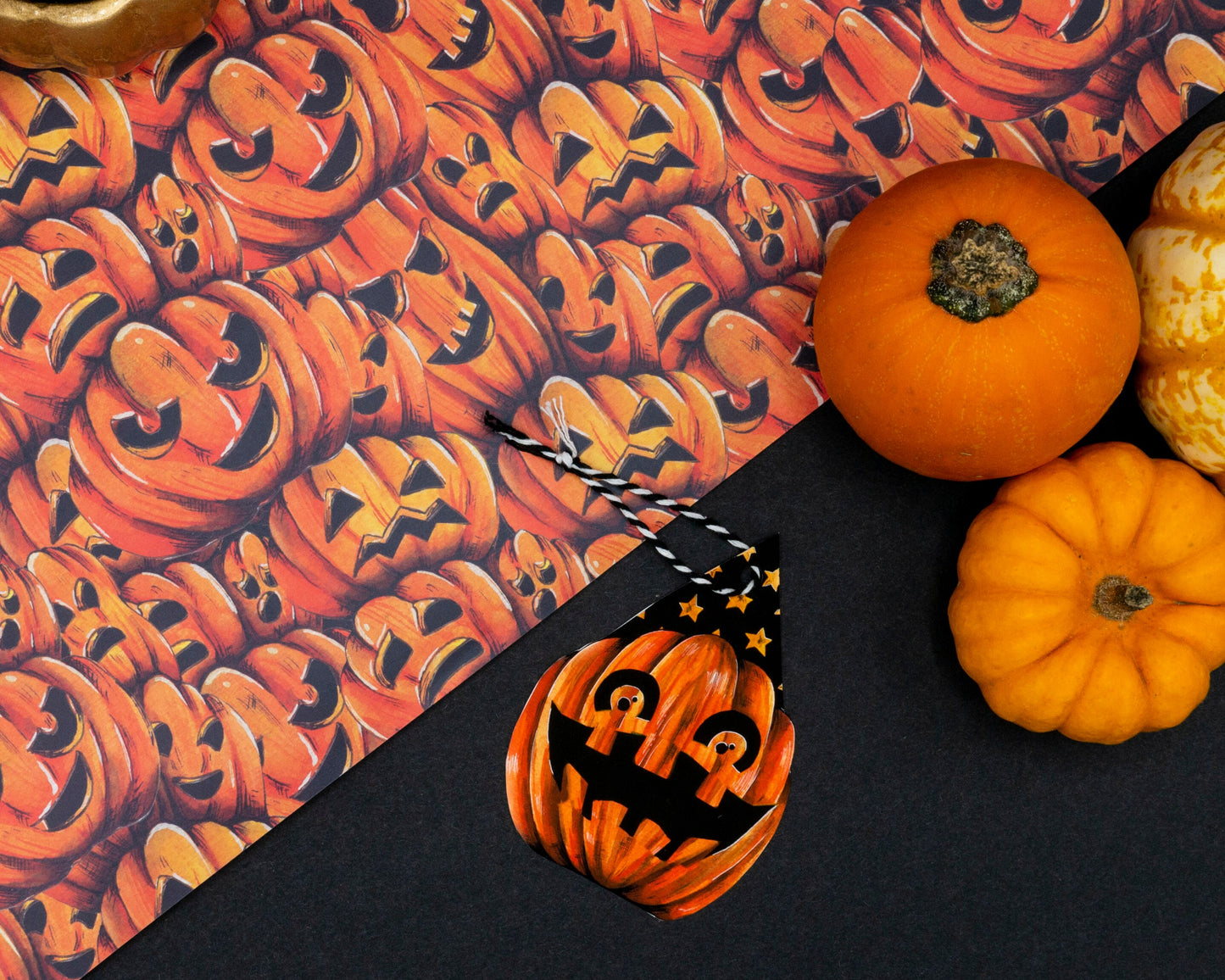 Pumpkin Patch Party Wrapping Paper and Matching Gift Tag