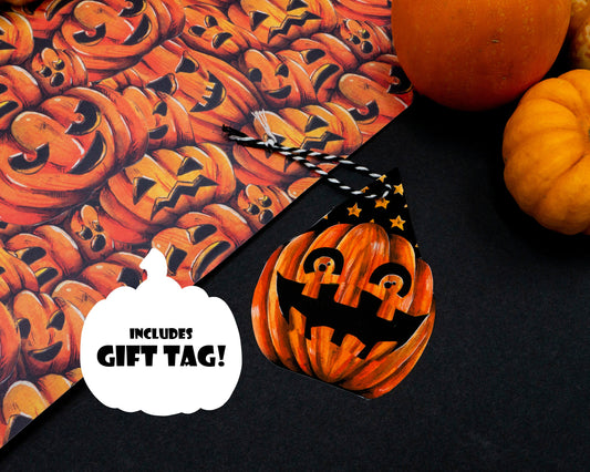 Pumpkin Patch Party Wrapping Paper and Matching Gift Tag