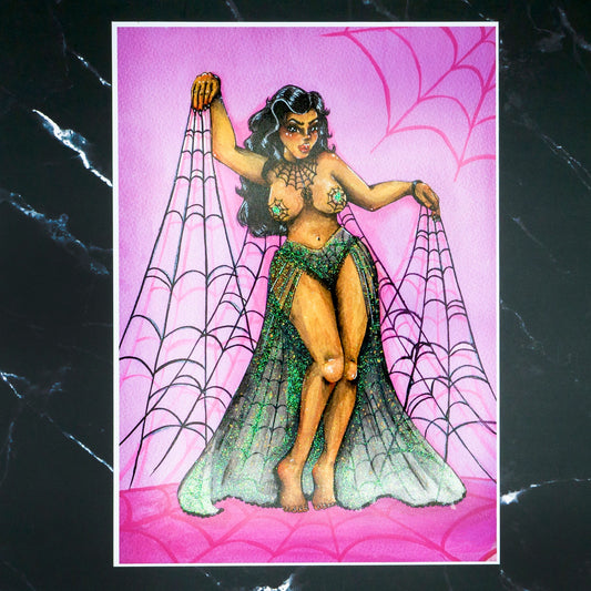 Lola Montez Pin-up Print, Fine Art, A4, Burlesque Print, Burlesque Illustration